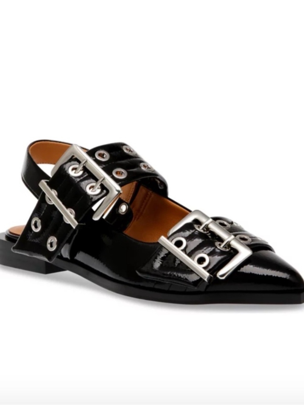 MADDEN GIRL “VARDAN” Black Patent Buckle Pointed-Toe Women’s Flats SZ 7.5 EUC